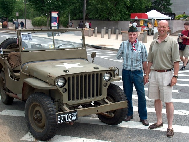 Jamie Steve and vet with jeep