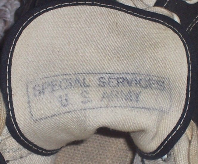 1944 Army issue sneakers - inside tongue markings