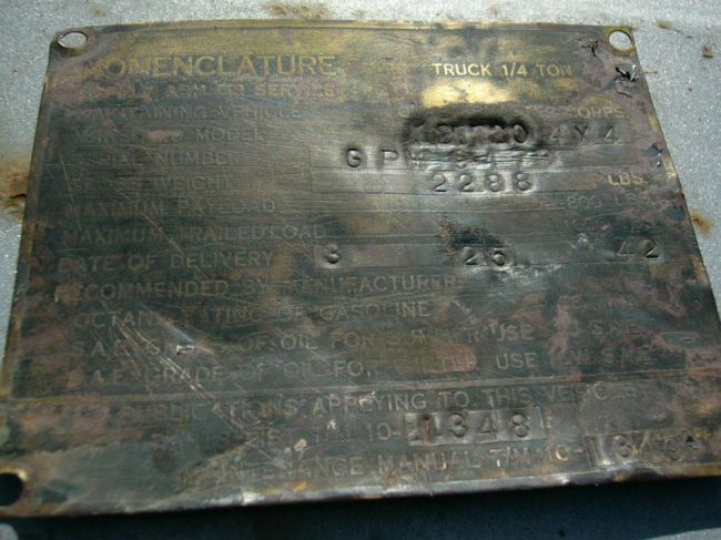 >>GPW Brass Data Plates with pictures