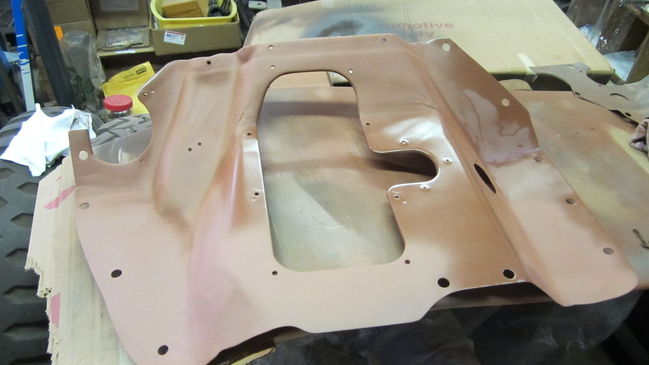 Floor pan cleaned up primed in