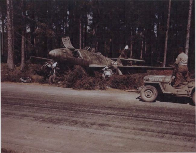 A jeep and a ME262. June 1945.