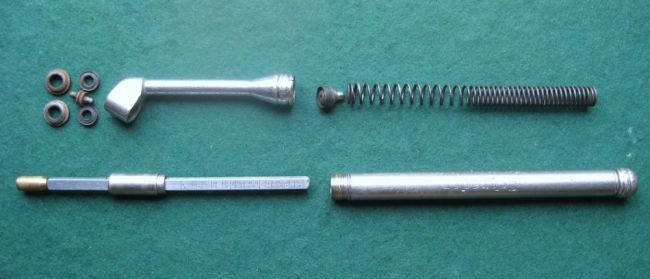 Tire gauge diassembled for cleaning.