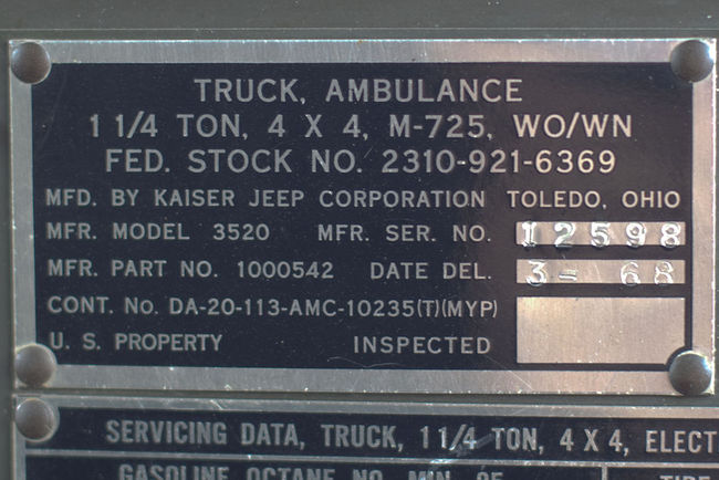 M725 Data Plate