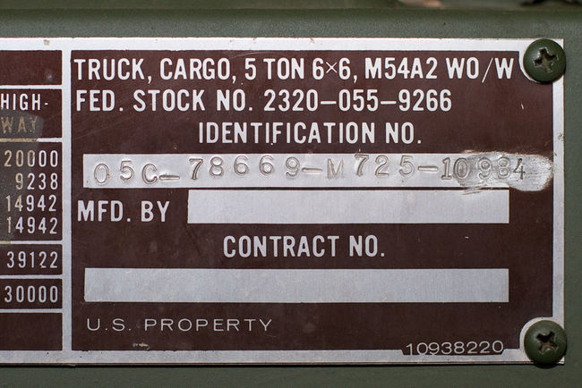 M54A2C Data plate