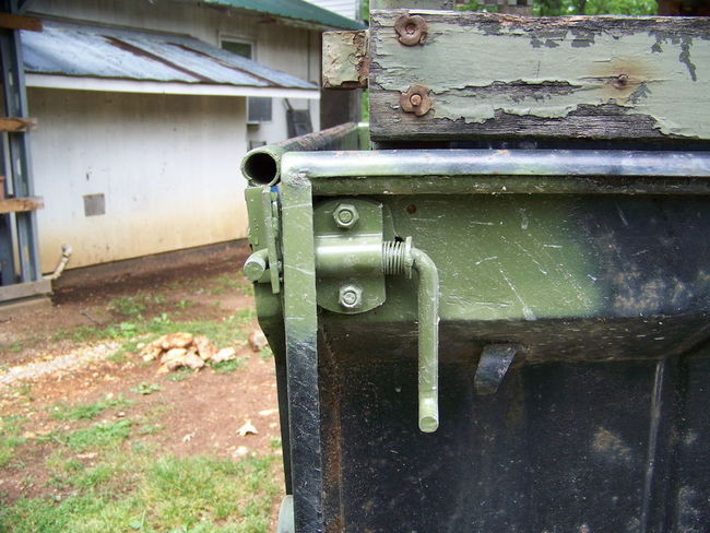 Modified tailgate latch on civilian Bantam trailer