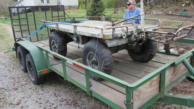 Mule on trailer Heading Home