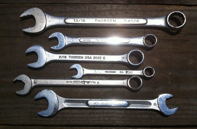 Thorsen combination wrenches and Vee DOE wrench