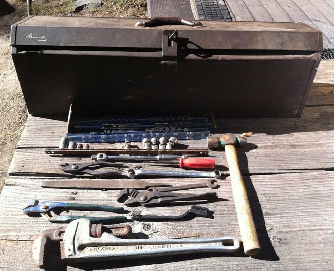 Zuni garage sale with Kennedy carpenters box