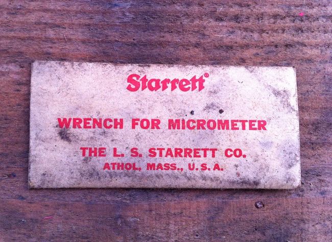 Starrett micrometer adjusting wrench in envelope