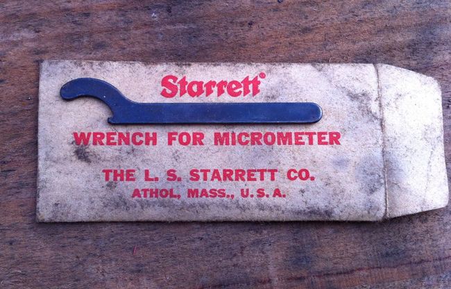 Starrett micrometer adjusting wrench with envelope