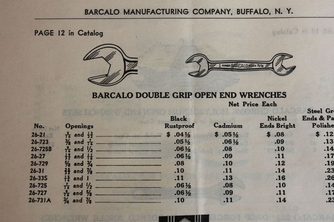 1941 Barcalo price sheet