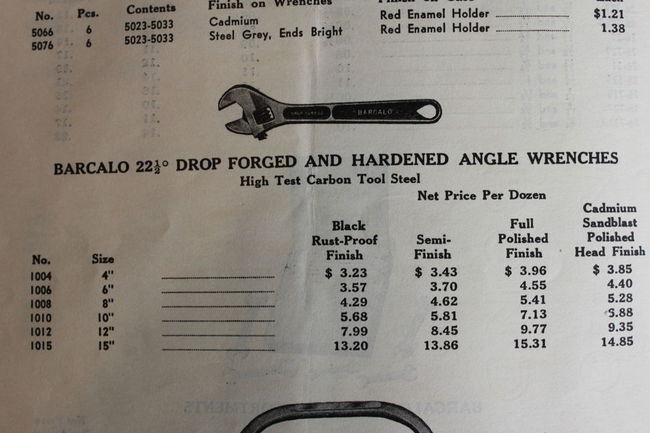 1941 Barcalo price sheet