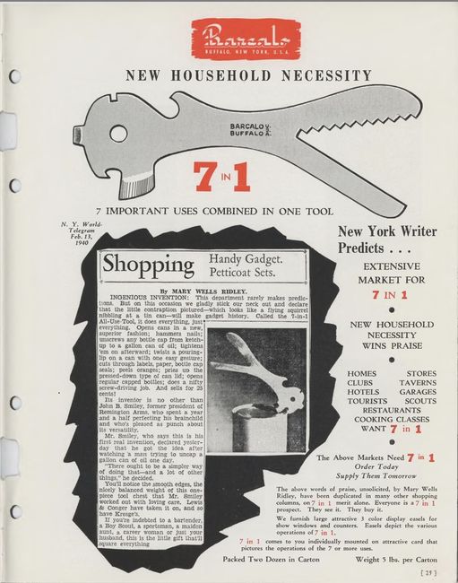 1940 Barcalo catalog page