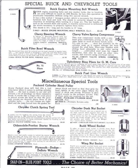 Snap-on 1941 catalog page