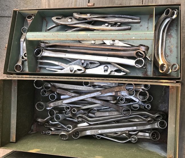 Barcalo box of DBE wrenches and pliers