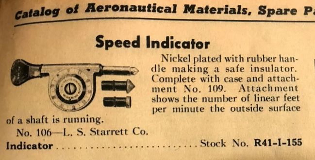 Starrett speed indicator Navy listing