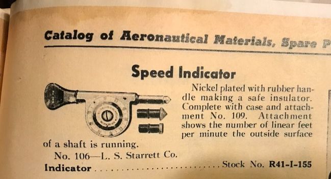 Starrett speed indicator Navy listing