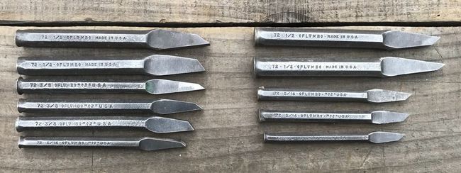 All the Plomb cape chisels after restoration