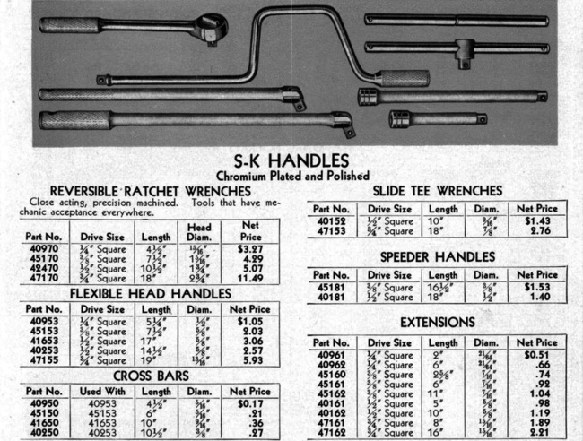 S-K flex handle comparison