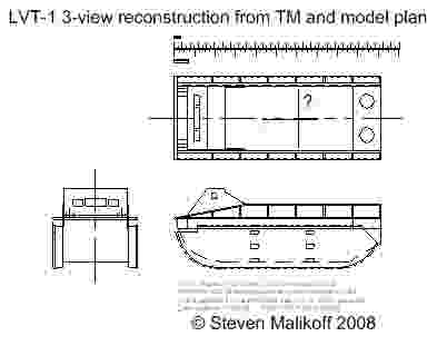 LVT-1 Alligator amtrac preliminary 3-view reconstruction