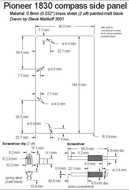 Weasel compass panel and screwdriver