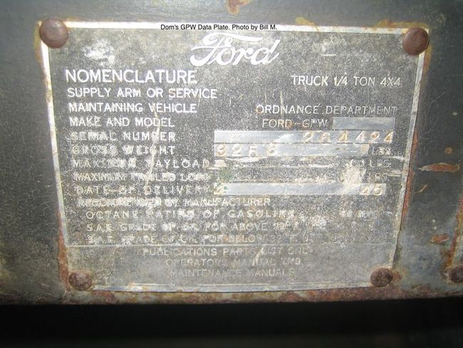 GPW 264424 Nomenclature Plate - The G503 Album