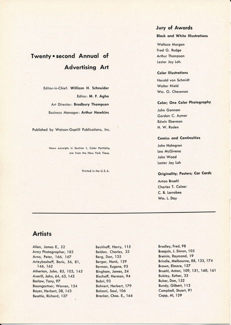 Art Directors 22nd Annual 1943