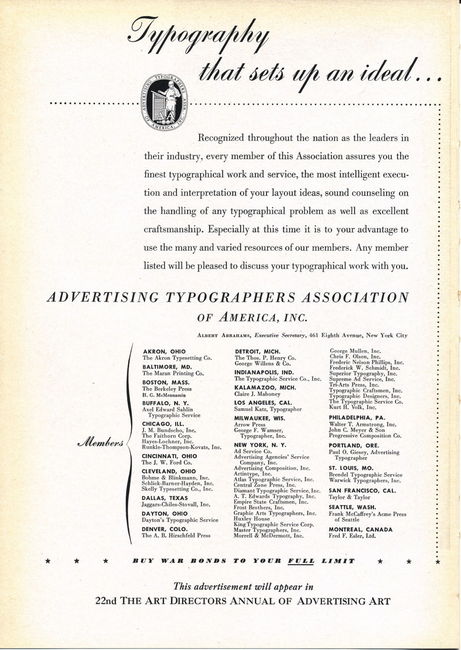 Art Directors 22nd Annual 1943