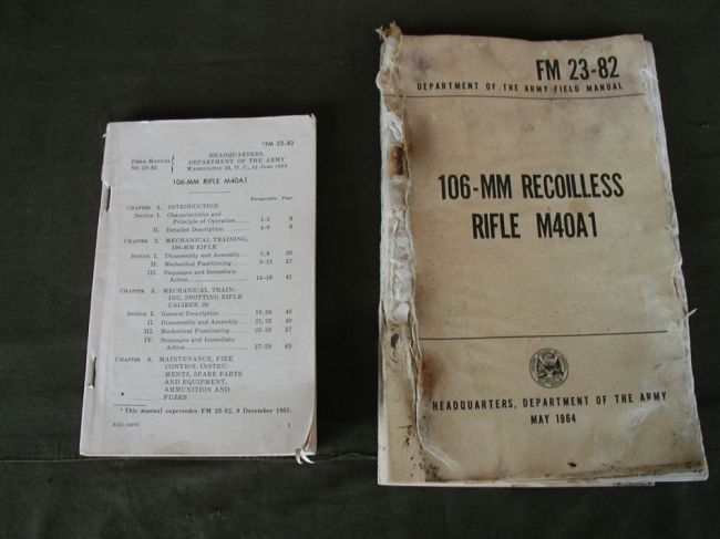 Manuals on the 106MM M40A1 RR