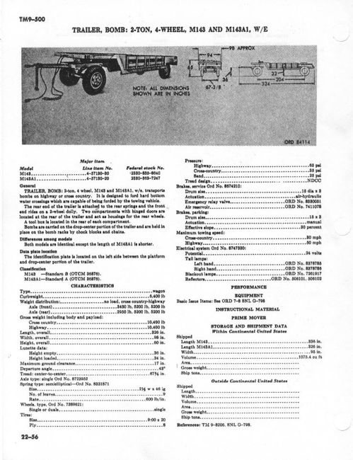 M143 2 ton 4 wheel bomb trailer