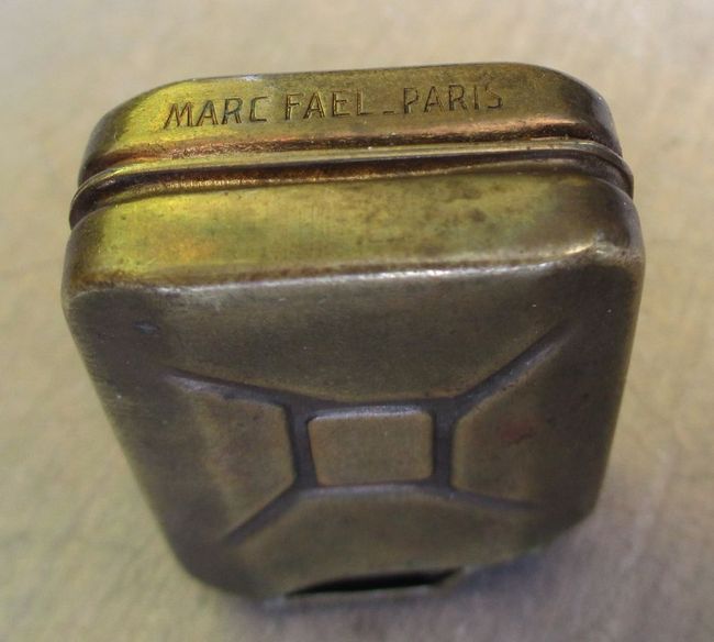 Miniature Brass Jerry Can markings