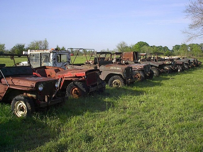 Row of Old Jeeps