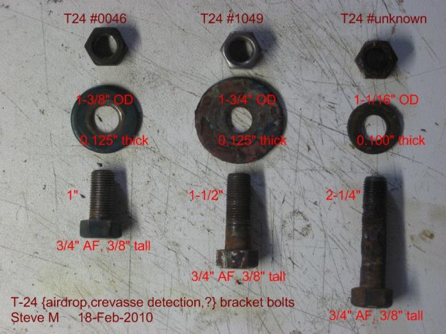 T24 Weasel airdrop/crevasse-detection bracket bolts