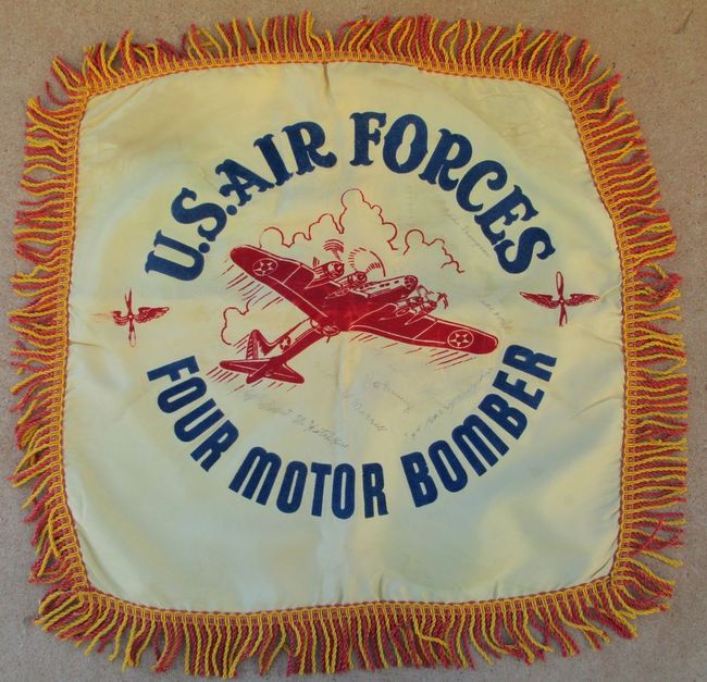 Unusual USAAF Bomber Crew signed Pillow Cover