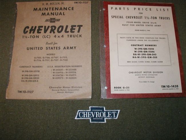 WW2 Chevy TMs Parts &amp; Maint.