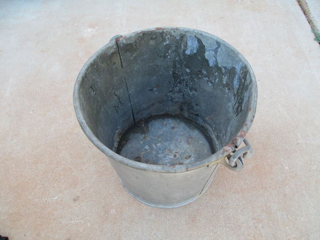 WW2 Strap Bottom galvanized Bucket interior