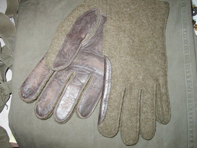 WW2 Wool and Leather Gloves sz 11