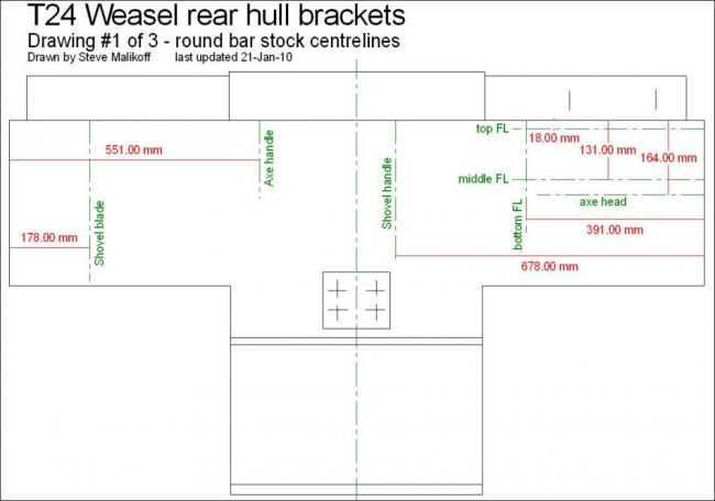 T24 Weasel rear hull pioneer tool brackets