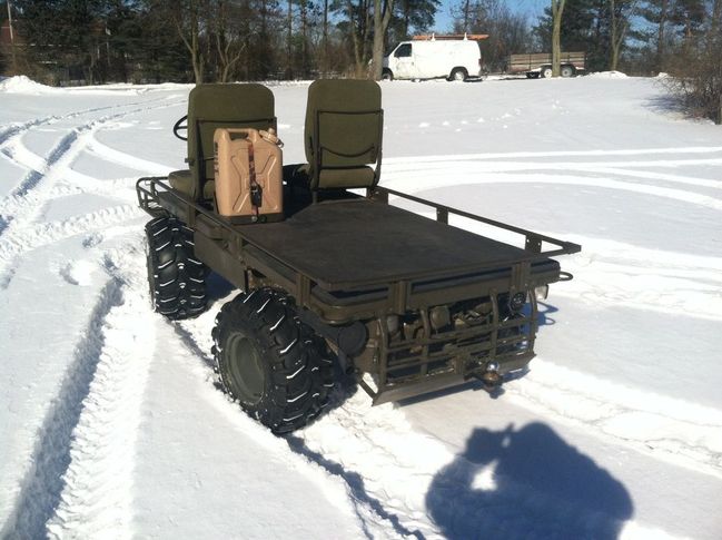 Mule driving in snow