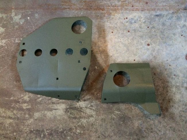 Willys MB bottom side skid plate A-1253 (orig) and exhaust guard A-5415 (re