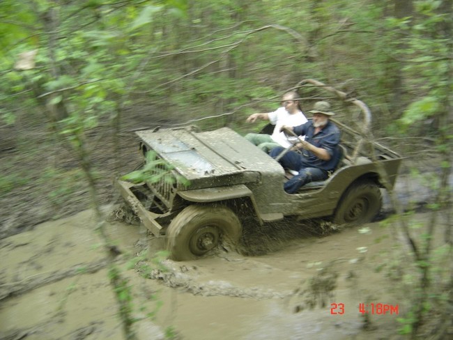 Mud riding in a 43 Willys MB