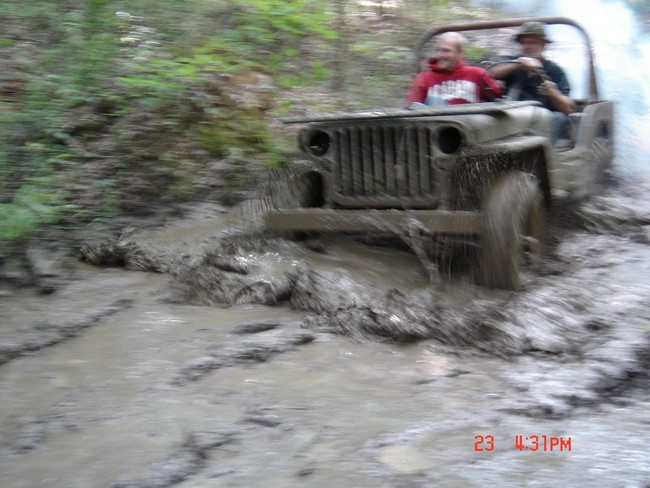 Mud riding in a 43 Willys MB