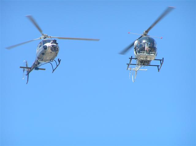 Eurocopter AS350 B2 Squirrel ZS-HKJ Bell 47 ZS-HUL Cape Town Peroni Advert